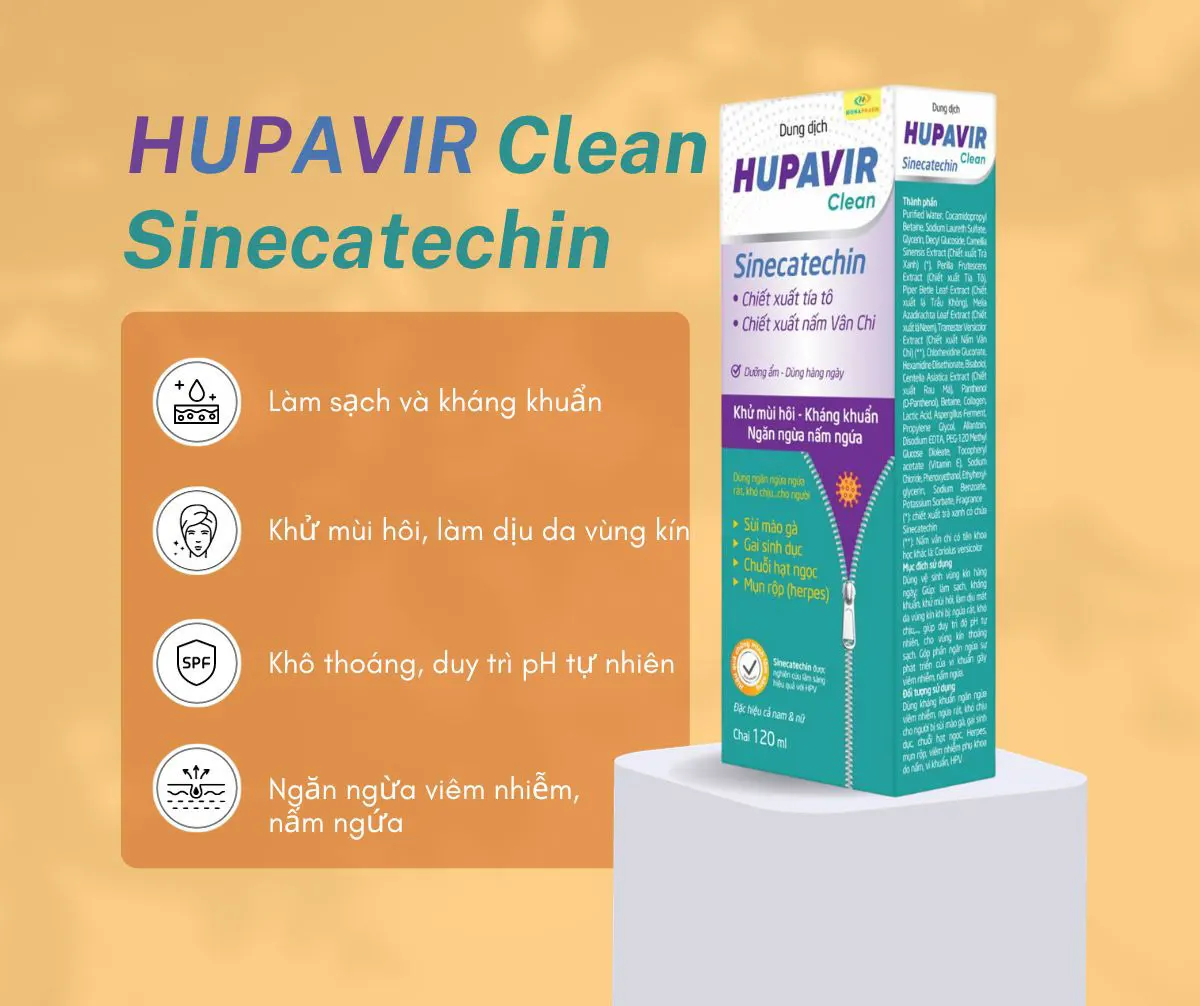 Công dụng của dung dịch vệ sinh Hupavir Sinecatechin