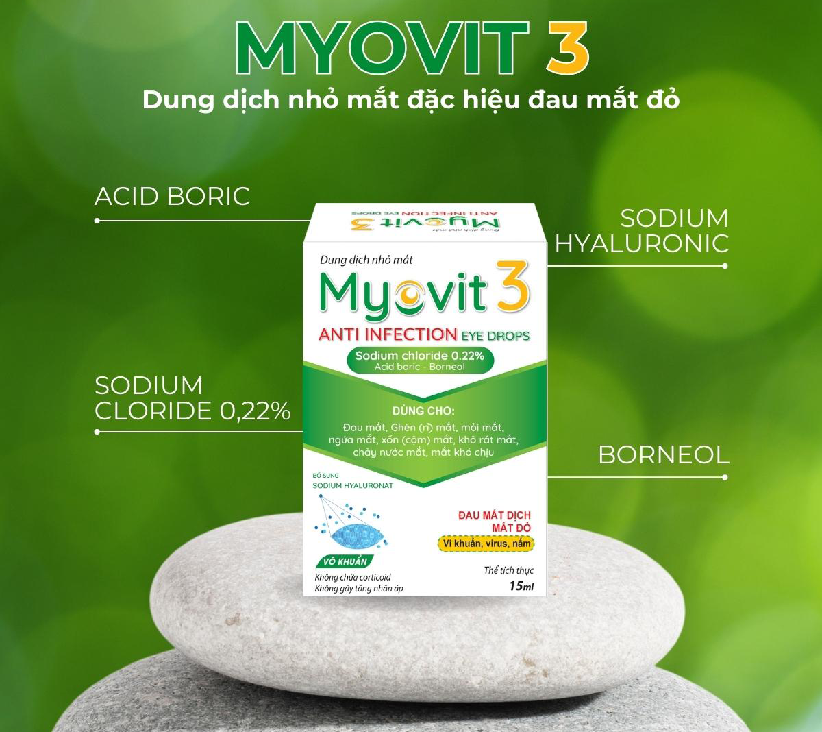 Thành phần của dung dịch nhỏ mắt Myovit 3