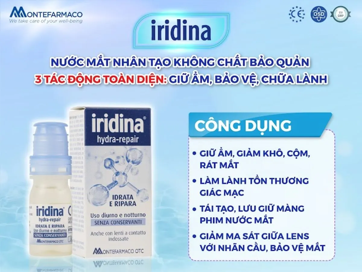 Công dụng Nước mắt nhân tạo Iridina 10ml