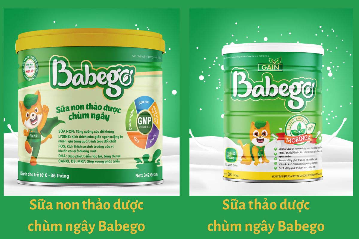 Sữa non thảo dược chùm ngây Babego và Sữa thảo dược chùm ngây Babego
