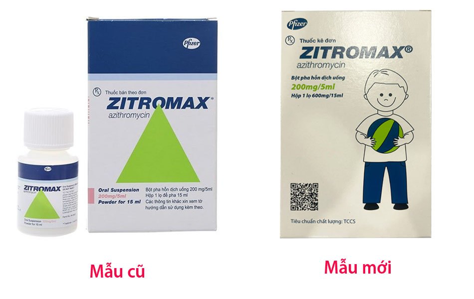 Sự thay đổi mẫu mã của thuốc Zitromax 200mg/5ml