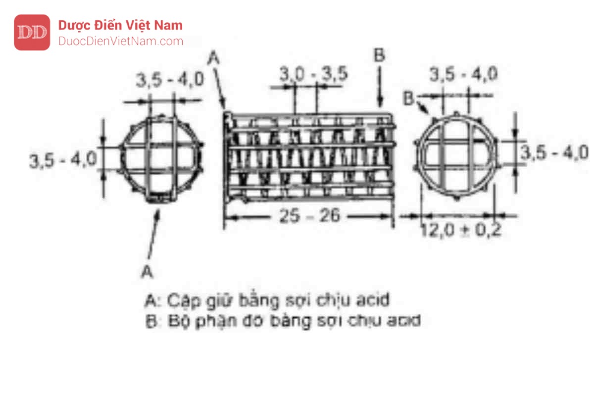 Hình 11.4.2a - Một kiểu bộ phận giữ mẫu thử (Kích thước tính bằng mm)