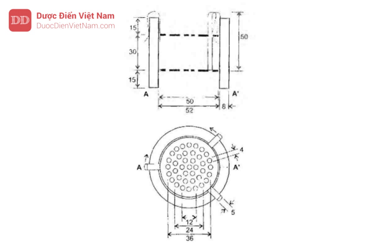 Hình 11.5.1 - Thiết bị thử độ rã của thuốc đạn và thuốc trứng (Kích thước tính bằng mm)