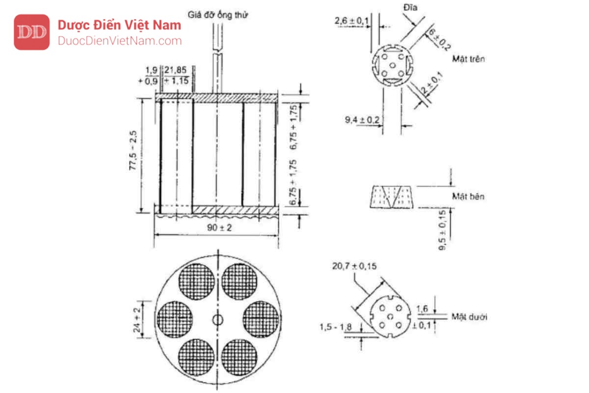 Hình 11.6.1 - Thiết bị thử độ rã của viên nén và nang cỡ bình thường