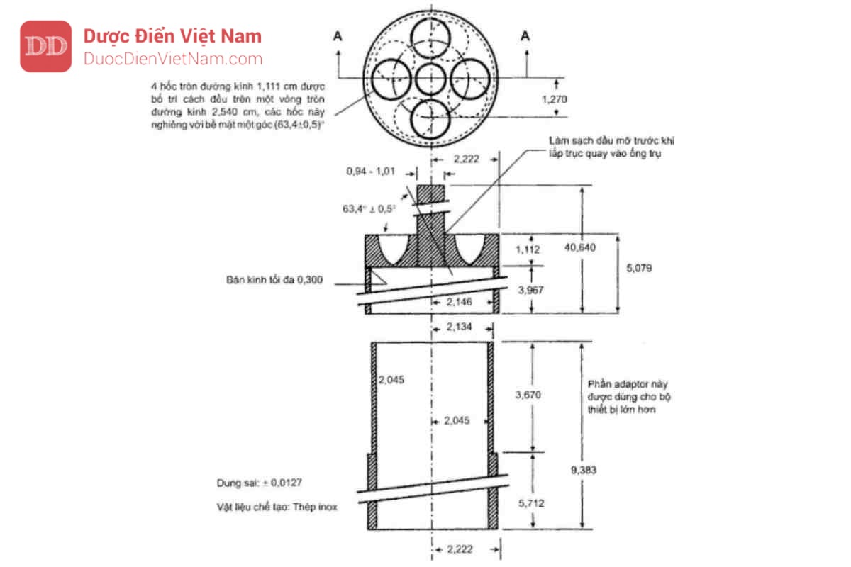 Hình 11.9.3 - Bộ phận khuấy hình ống trụ (Kích thước tính bằng cm)