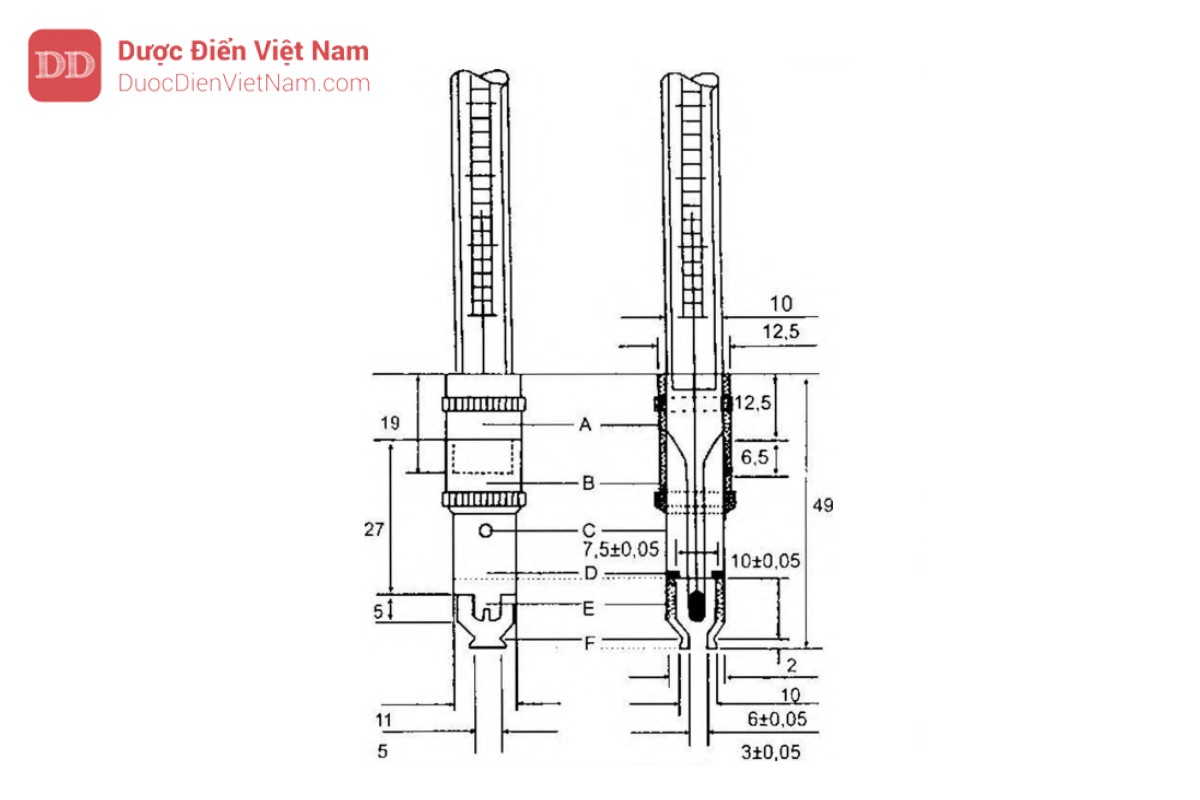 Hình 6.7 - Dụng cụ xác định điểm nhỏ giọt (kích thước tính bằng mm)