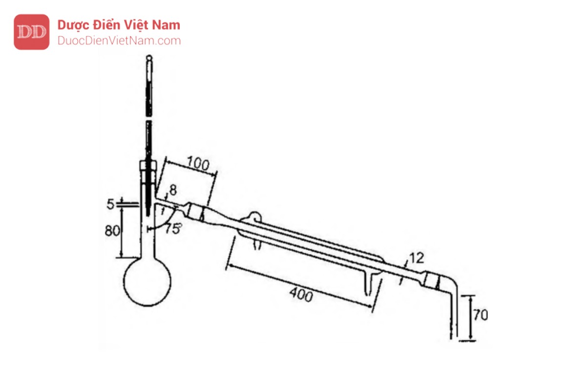 Hình 6.8 - Dụng cụ xác định điểm sôi, khoảng chưng cất (kích thước tính bằng mm).