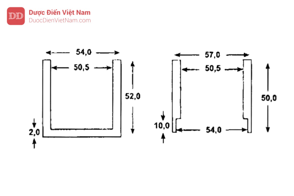 Hình 6.13.2 - Cốc đo (trái) và nắp (phải) (Kích thước tính bằng mm)