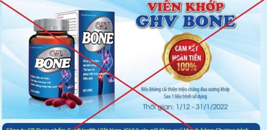 TPBVSK Viên khớp GHV Bone vi phạm quy định của pháp luật về quảng cáo