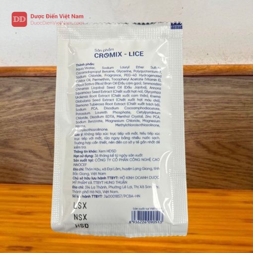 Dầu Tắm Gói Cromix Lice - Giúp làm sạch hiệu quả bã nhờn trên da, tóc và da đầu