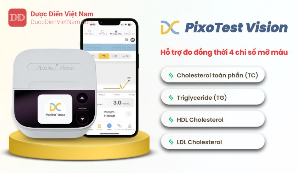 Đo 4 chỉ số mỡ máu tại nhà với máy đo mỡ máu chuyên biệt PixoTest Vision