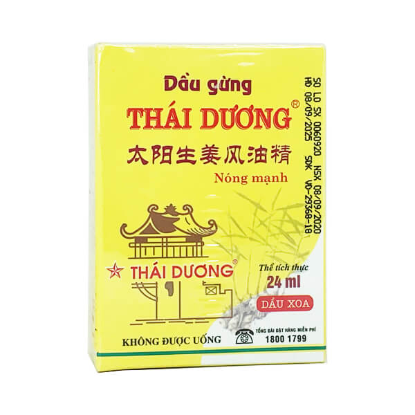 Dầu gió gừng Thái Dương 24ml - Điều trị cảm lạnh, đau đầu, mỏi vai gáy