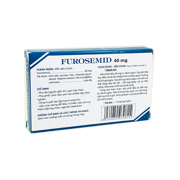 Furosemid 40mg Traphaco - Trị phù, tăng huyết áp