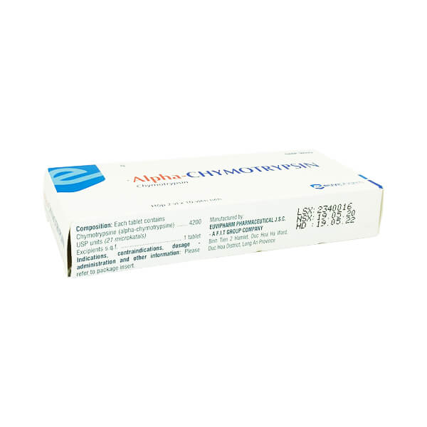 Alpha-CHYMOTRYPSIN Euvipharm - Chống viêm, giảm phù nề