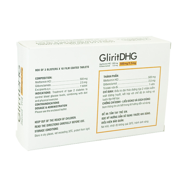 GliritDHG 500mg/2,5mg -  Kiểm soát đường huyết