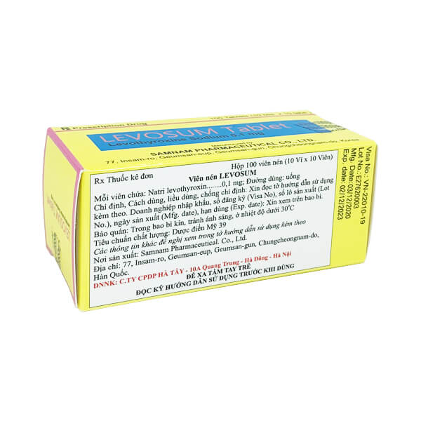 Levosum 0,1mg (Samnam) - Điều trị bệnh tuyến giáp