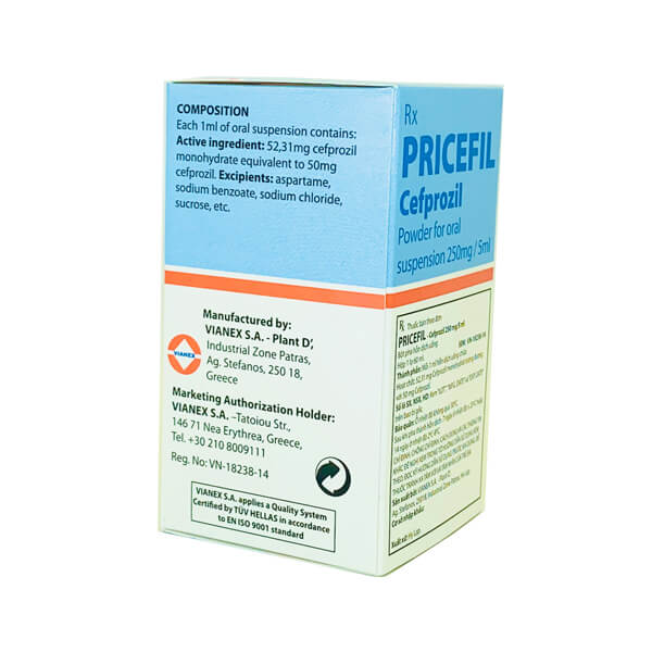 Pricefil 250mg/5ml (lọ 60ml)