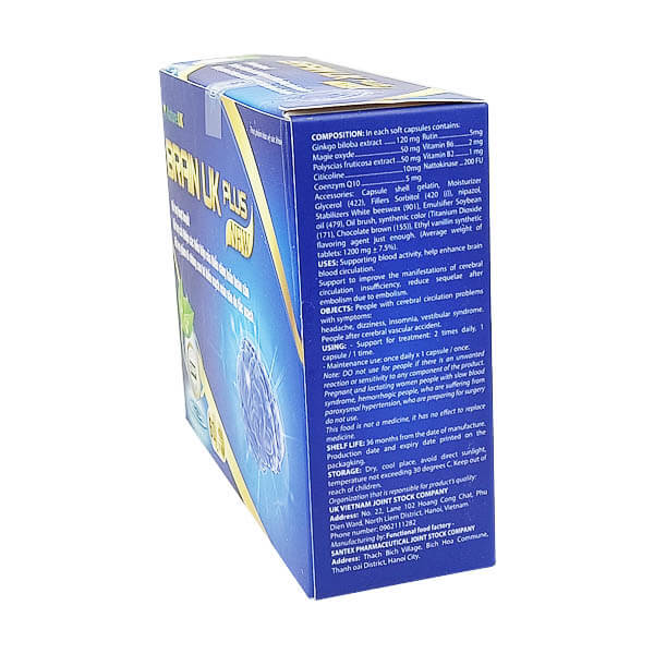 Brain UK Plus New - Tăng tuần hoàn não, giảm đột quỵ