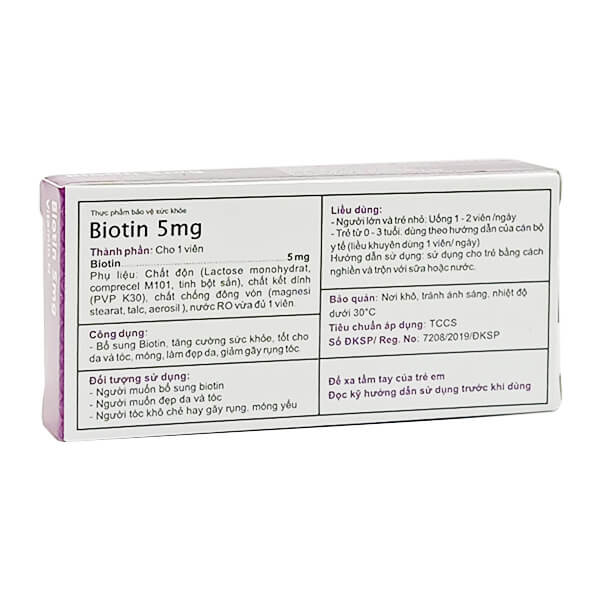 Biotin 5mg Mediplantex - Giảm RỤNG TÓC