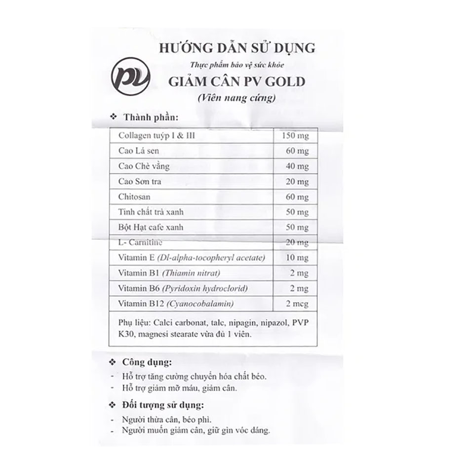 Giảm cân PV Gold